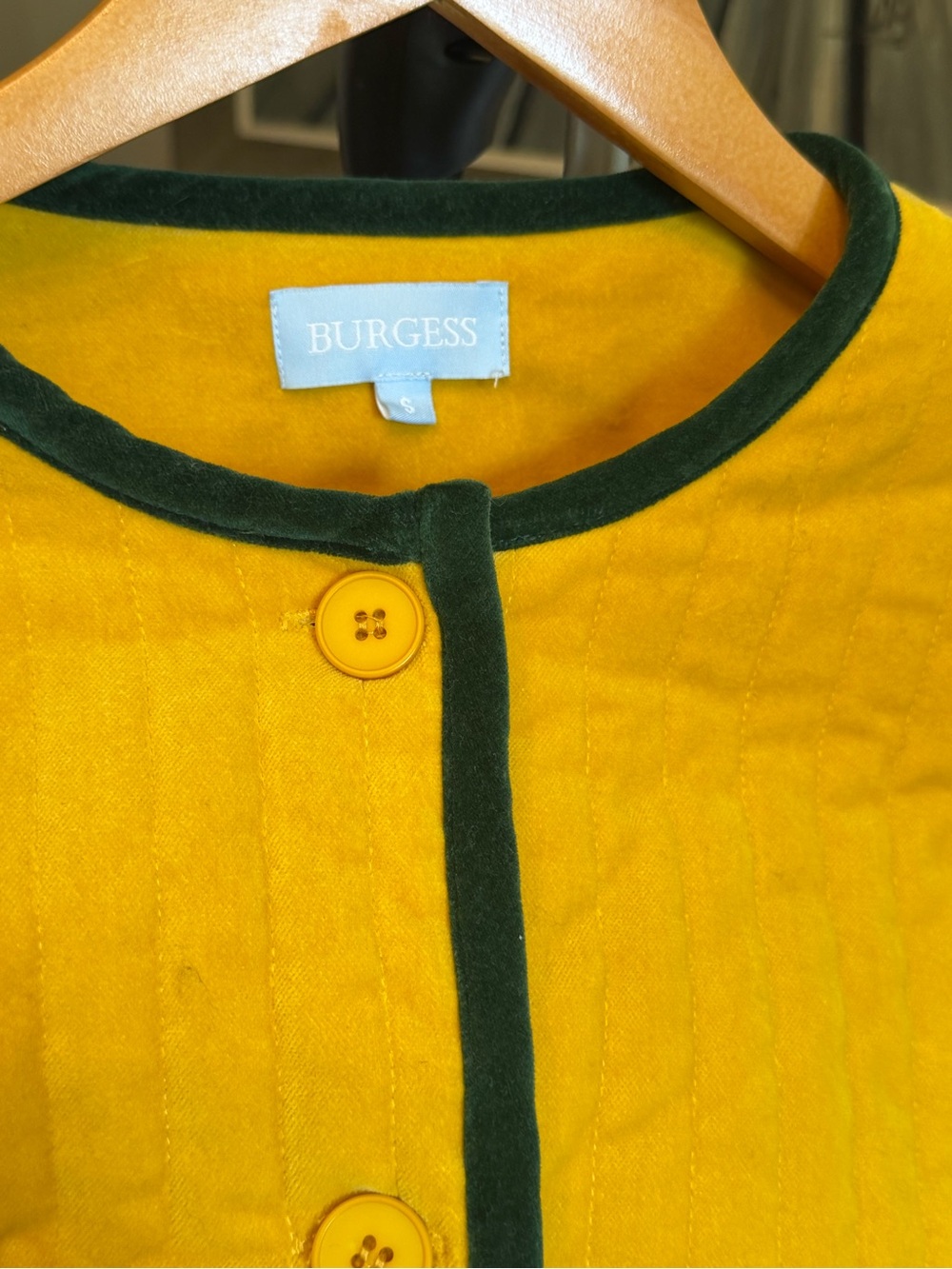 Urge Quilted Yellow Jacket with Dark Green Trim - Picture 7 of 10